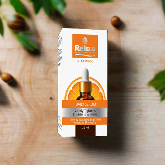 Relax Vitamin C daily serum packaging on a white background